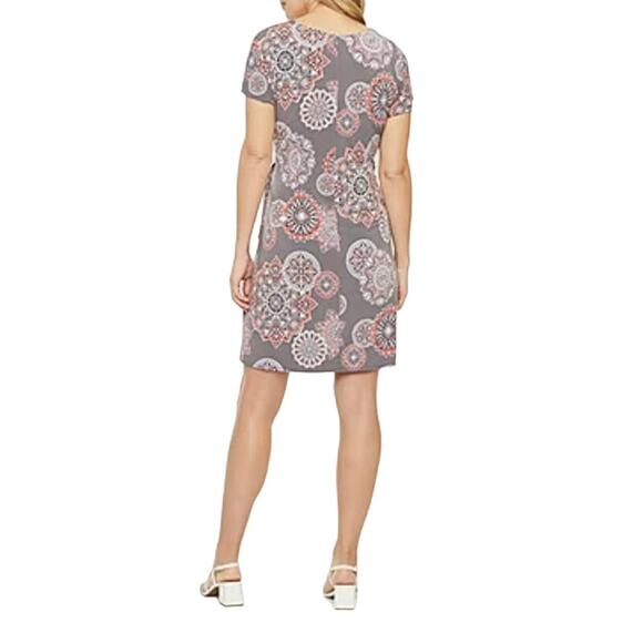New Robbie Bee geometric faux wrap midi dress size 2X - Picture 3 of 12